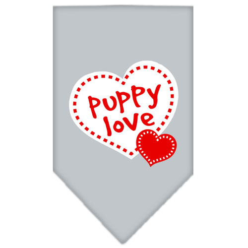 Puppy Love Screen Print Bandana Grey Large